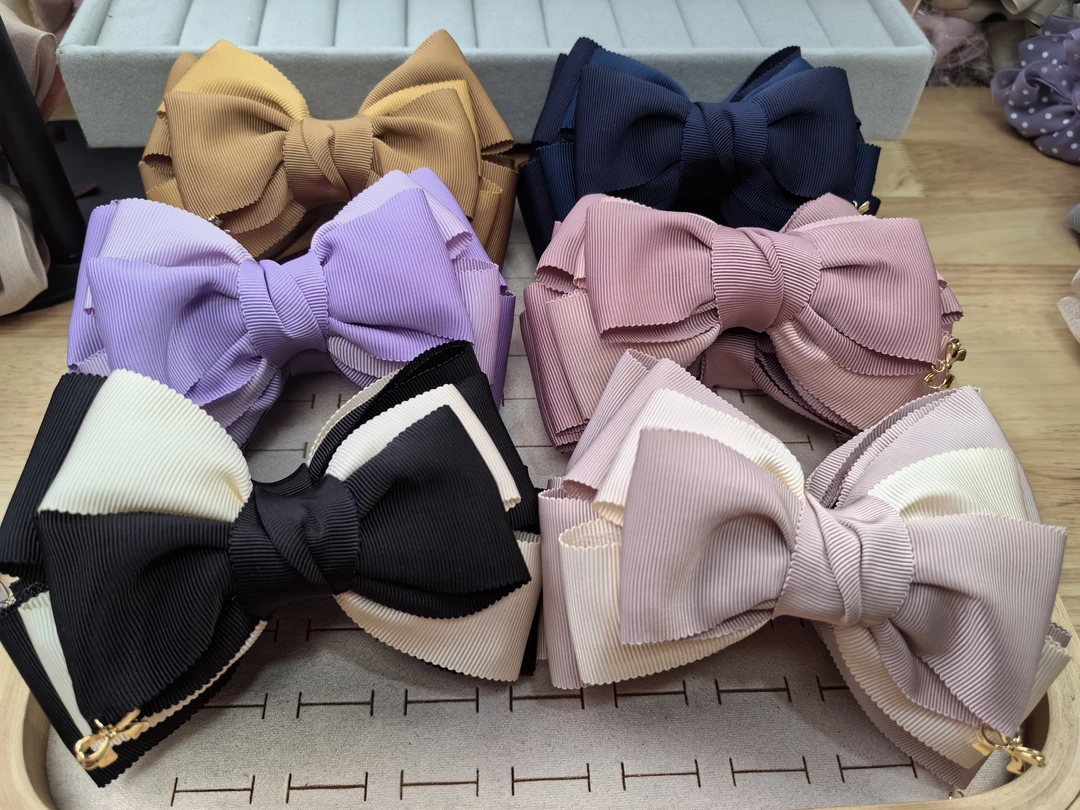 大版型螺纹带双色蝴蝶结香蕉夹竖夹马尾夹横夹