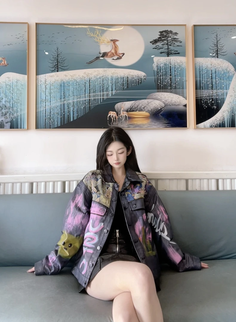 s-212复古印花绵羊皮衣