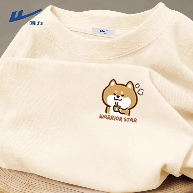 回力日系小狗印花纯棉短袖t恤男女夏季柔软舒适宽松半袖男款体恤