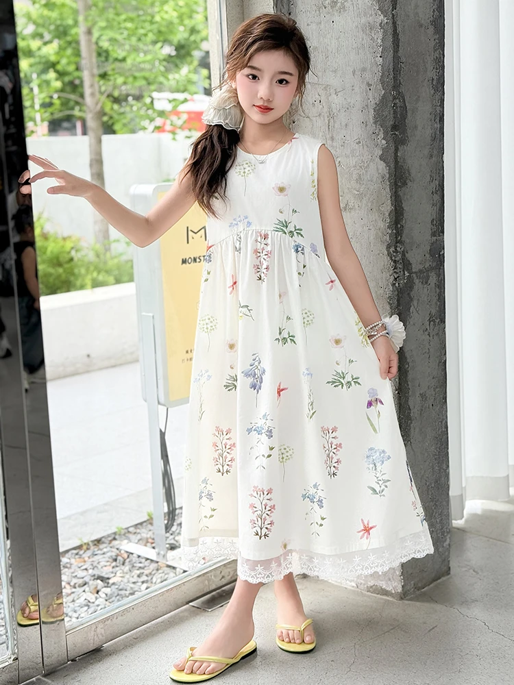 2025新款夏季碎花女连衣裙女童田园风裙子睡裙女童裙子可爱风