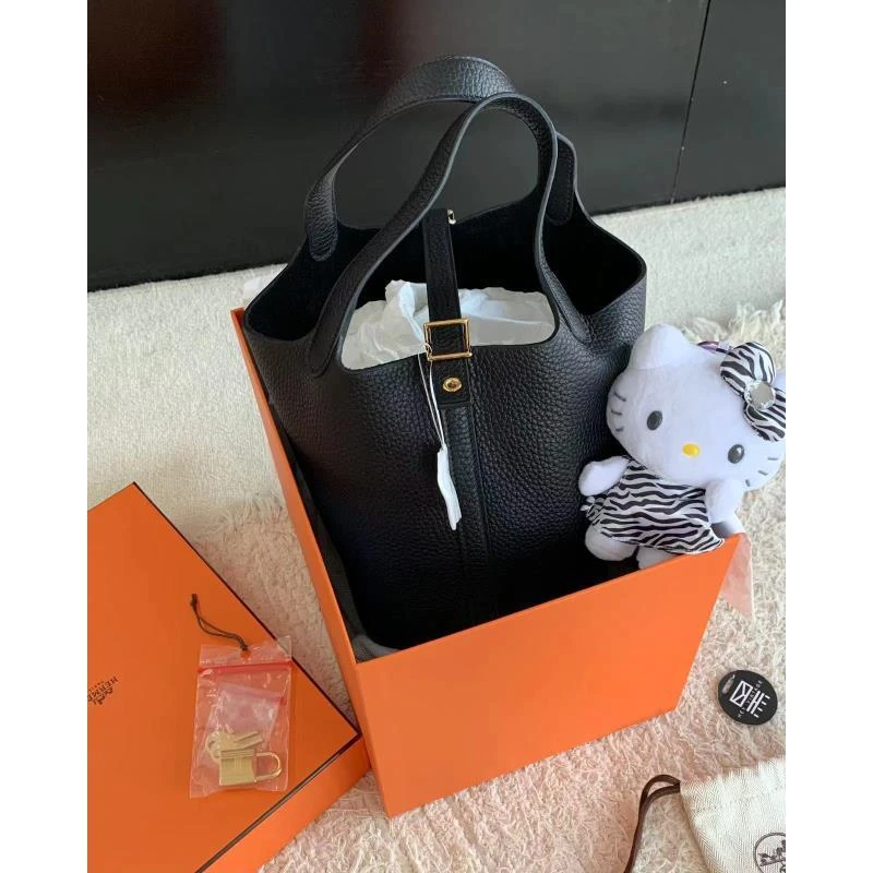 99新 Hermes/爱马仕 黑金菜篮子包18  B刻 16853798