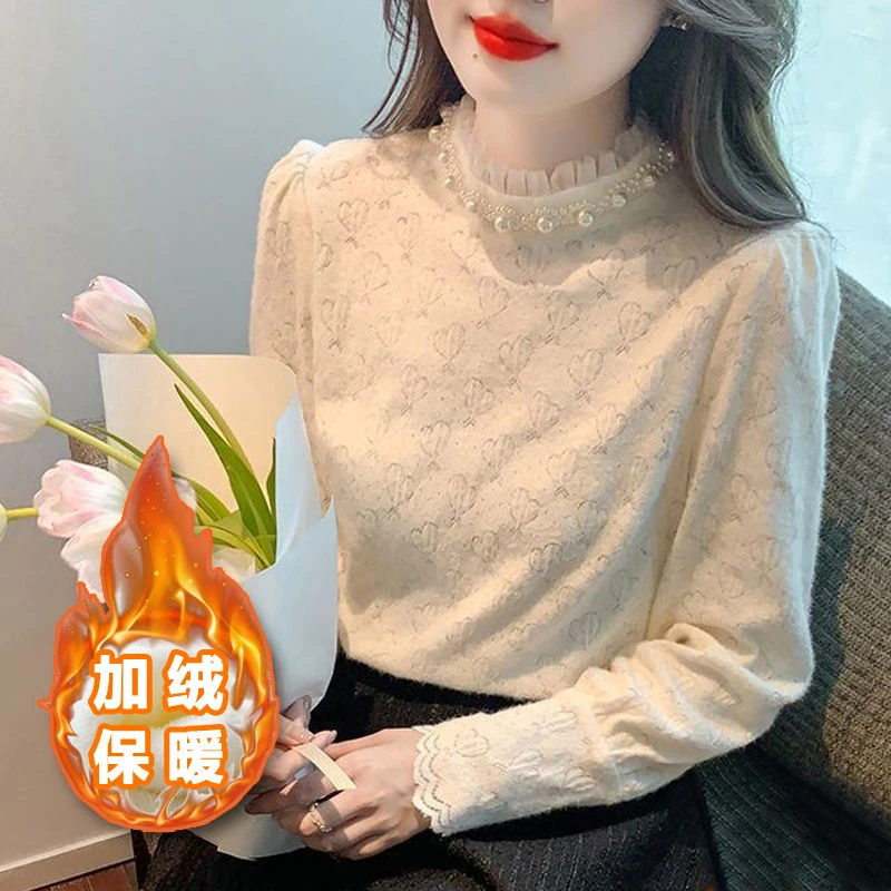 2025秋冬新款打底衫女气质时尚小衫显瘦拼接洋气百搭上衣减龄衬衫