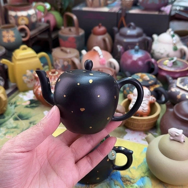 紫砂茶壶洒金美人肩