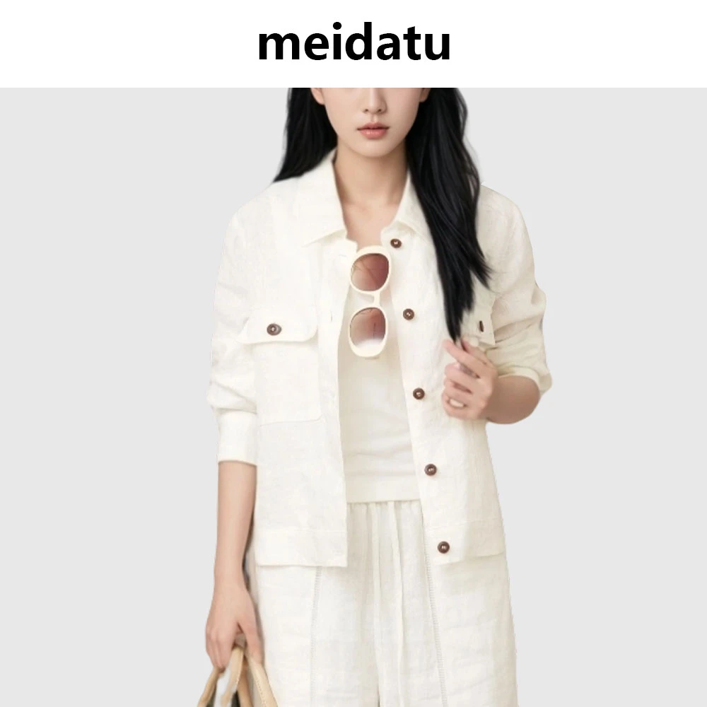 美哒兔（轻氧呼吸）高级感老钱亚麻衬衫CK2696-6