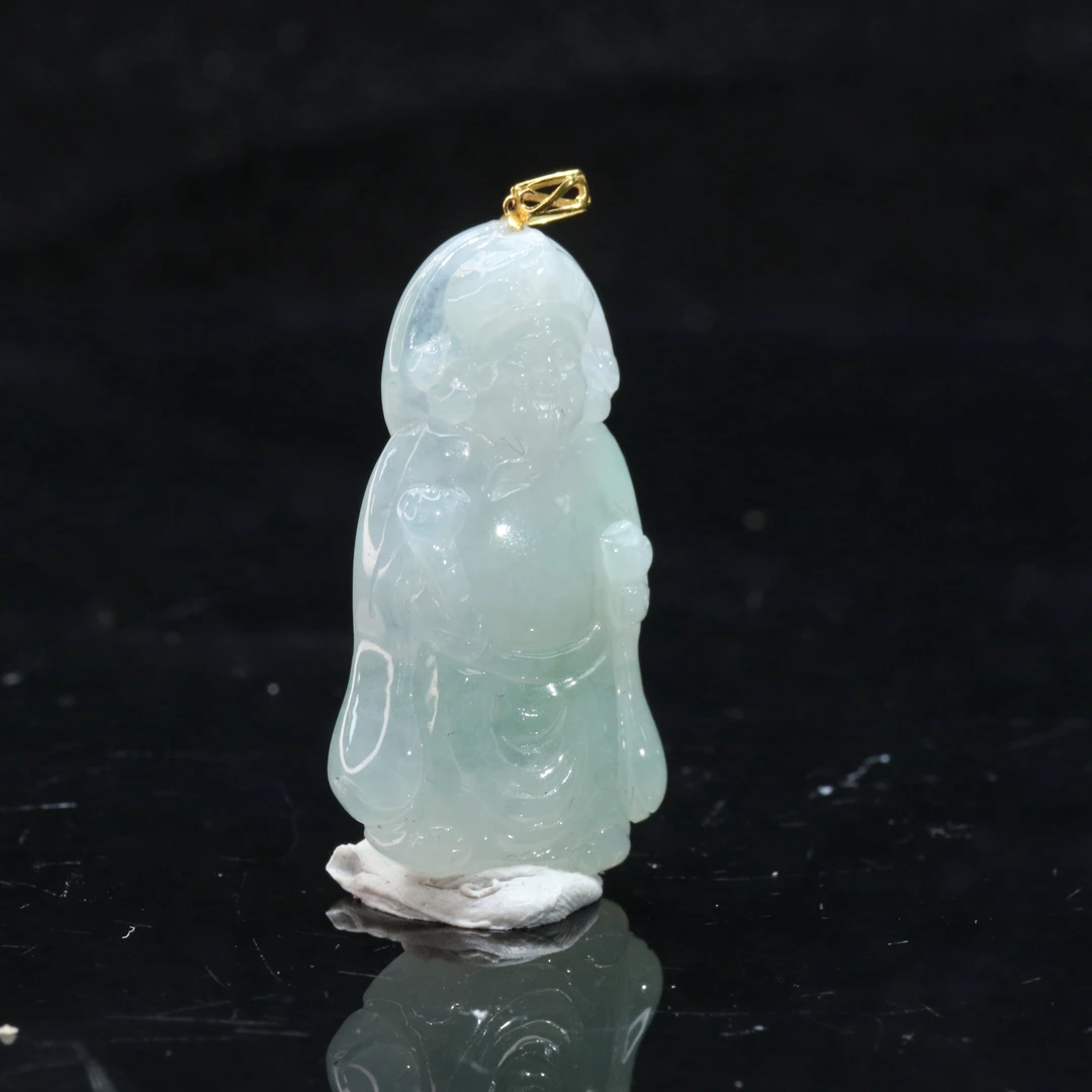 lot3天然缅甸翡翠A货18k财神/000450/保利厦门拍卖