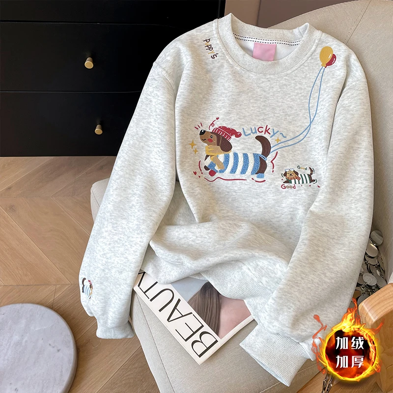 女童冬款加绒卫衣2025新款儿童洋气网红休闲上衣女孩时髦长袖衣服