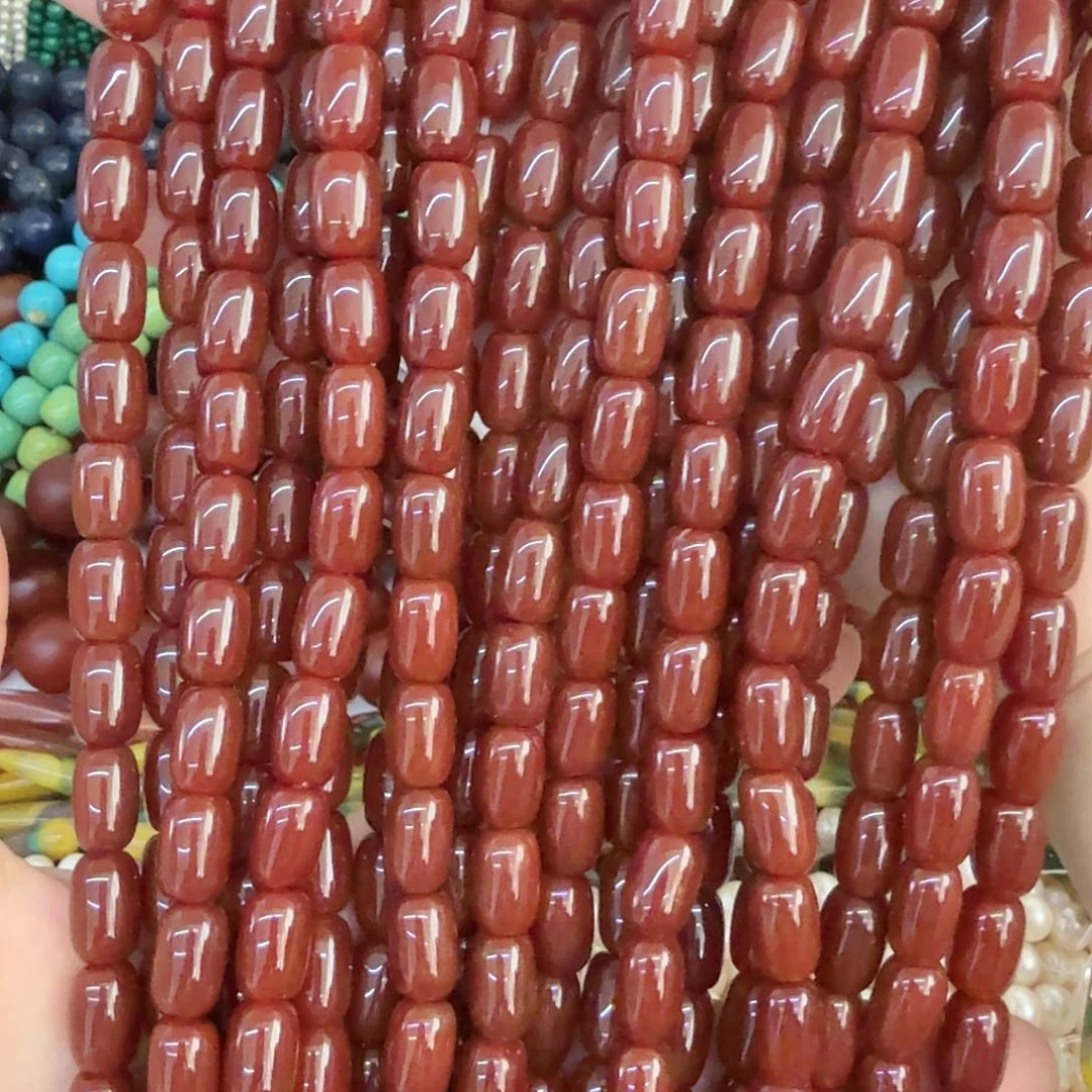 未镶嵌玛瑙/玉髓珠宝奇石红玛瑙枣珠一条卡8*12