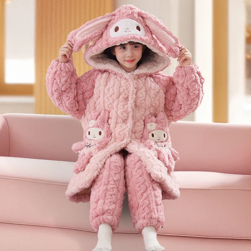 【三层夹棉加厚】女童睡衣冬季加厚款珊瑚绒三层夹棉款宝宝冬睡衣暖