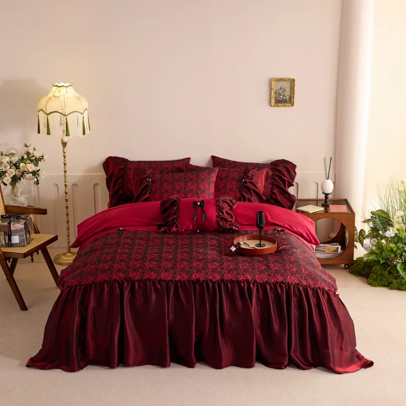 慕逸【爱之瑰恋】全棉纯棉120支四件套 四季款法式公主风床上用品