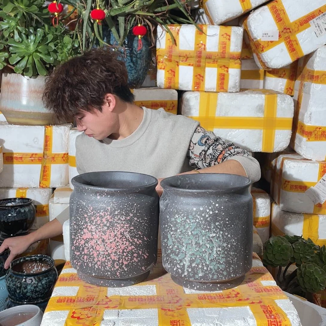 无铅玻璃宜兴紫砂花盆