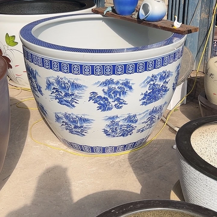 推***古景德镇陶瓷鱼缸艺术直径1米