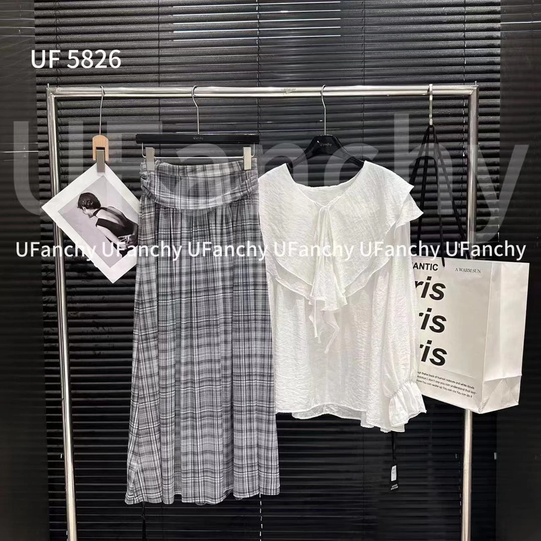 UF-设计款格子半身裙5826