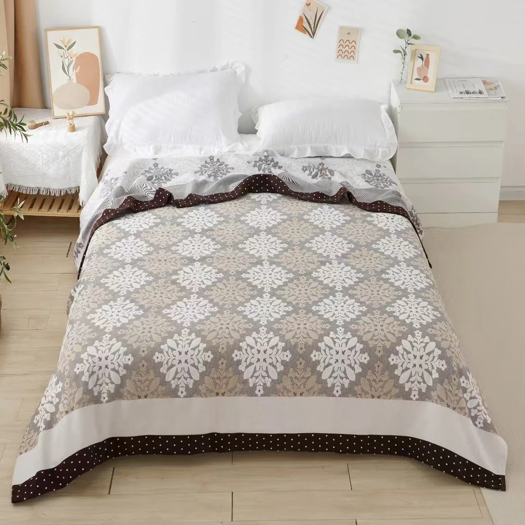 230×250[冰凌花]棉小恋田园简约风纱布提花双面可用纱布床盖