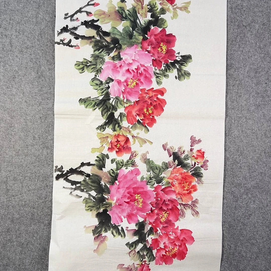 国画087 花鸟在树丛的顶端鸣叫叫声响
