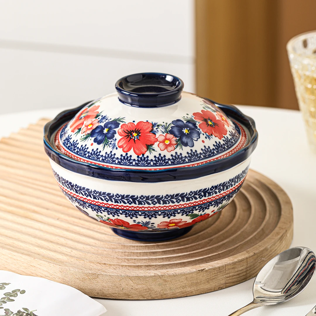 波兰绘梦系列陶瓷盖碗 泡面碗 釉下彩陶瓷餐具