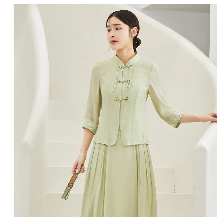 中国风女装茶服风新中式时尚套装文艺上衣春夏仙女风夏季F707
