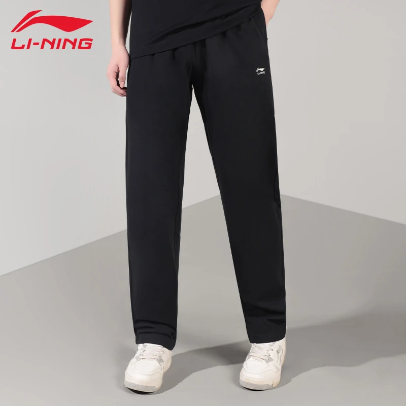 【收口、平口】李宁运动秋季款卫裤棉质薄款柔软舒适透气直筒长裤