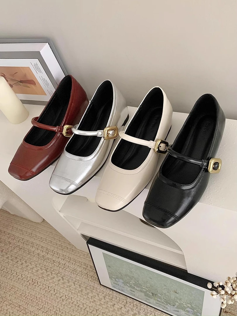 复古玛丽珍鞋温柔晚晚风方头一字带内增高4厘米单鞋法式气质百搭