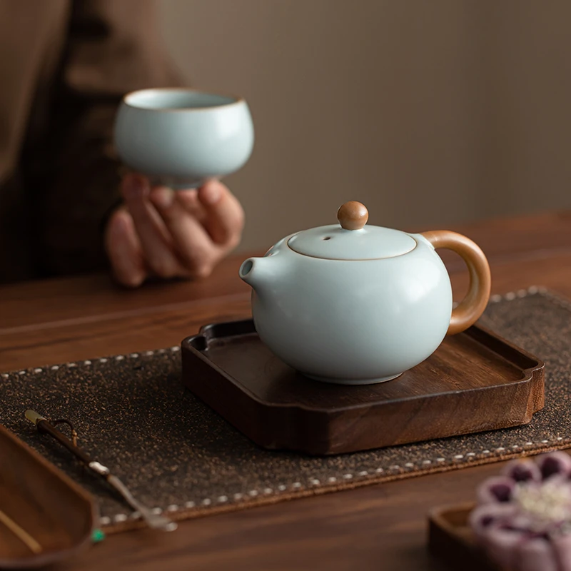 西施壶汝窑陶瓷青瓷天青色复古家用简约中式创意干泡纯手工