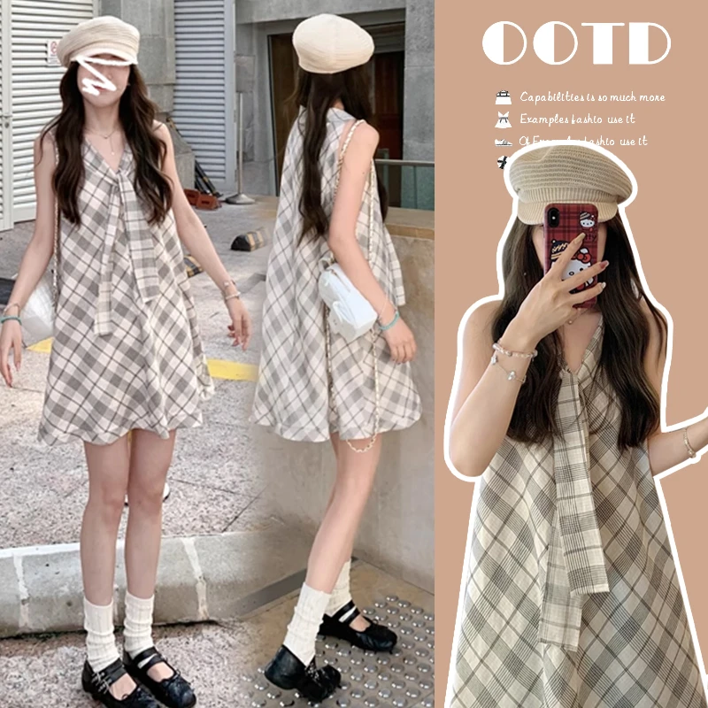 时髦孕妇装2025夏装新品韩版时尚宽松简约背心无袖中长显瘦连衣裙