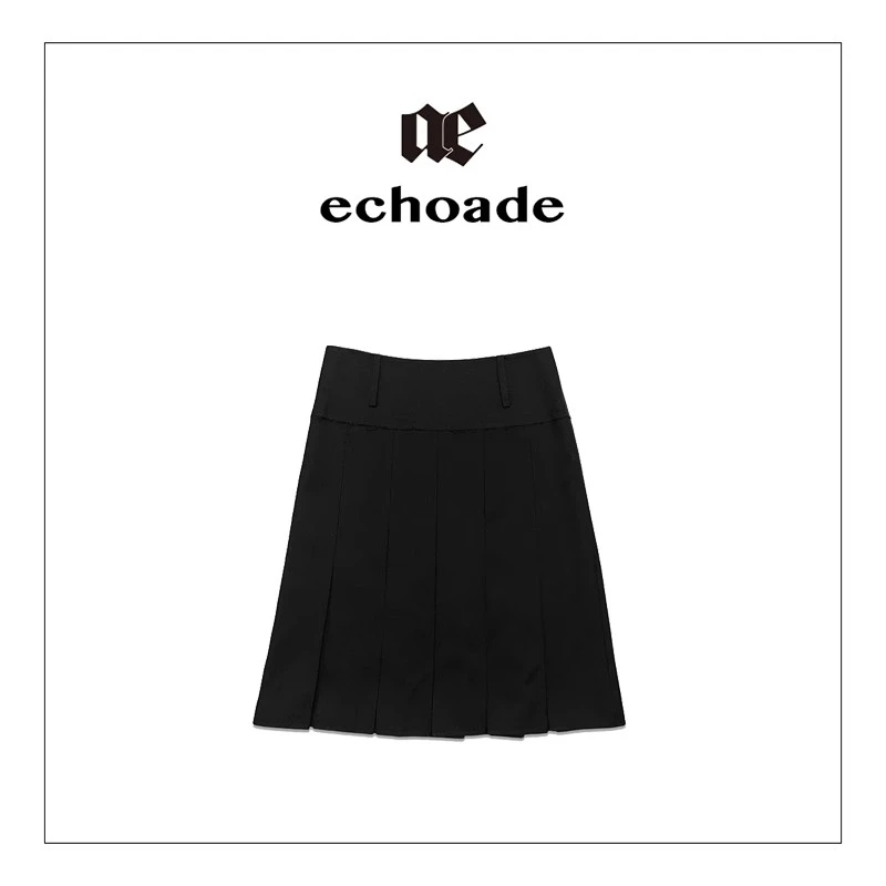 【茉舍】ECHOADE A字廓形垂坠感显瘦百褶半身裙EA244Q1217-1180