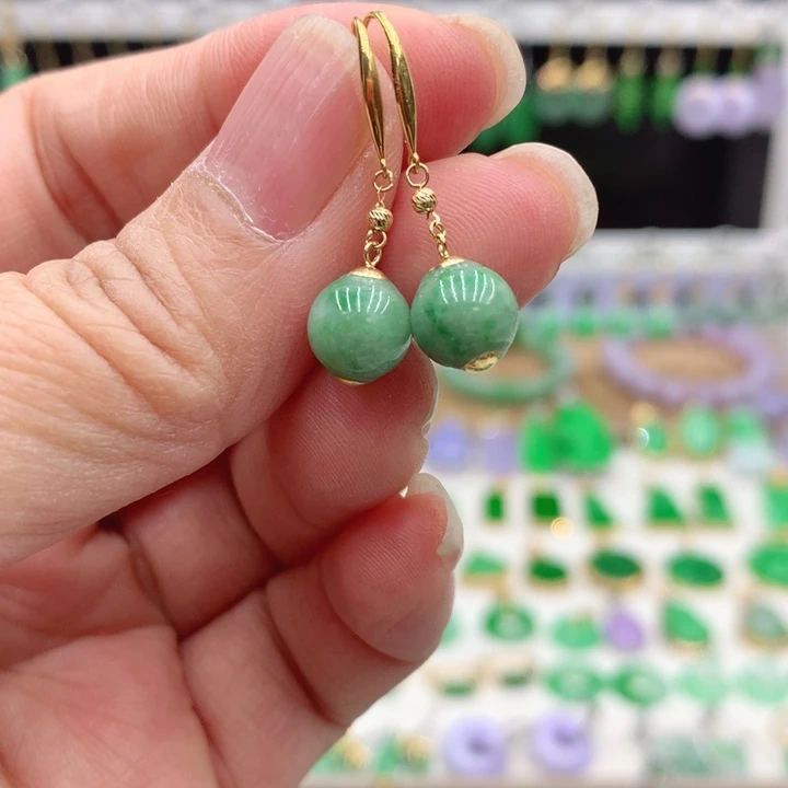 翡翠18K金镶嵌耳饰