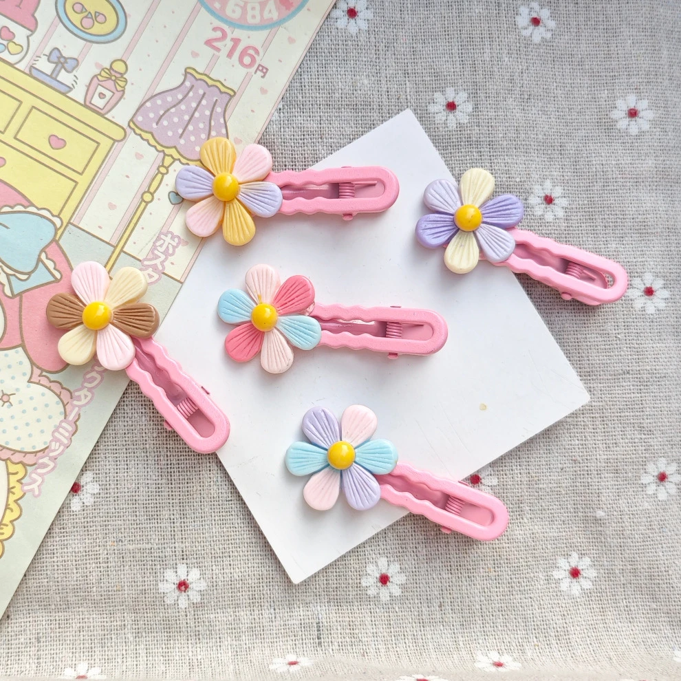 自然清新彩色系发夹甜美女生太阳花发卡少女碎发夹刘海边夹头饰品