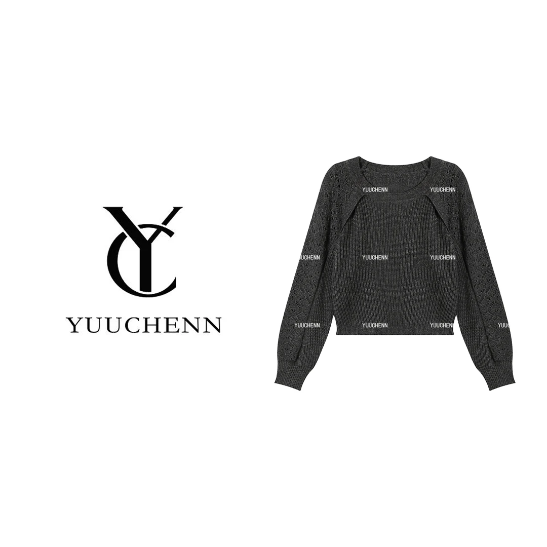 YUUCHENN 长袖女圆领插肩袖轻职风毛针织衫JYY-31538