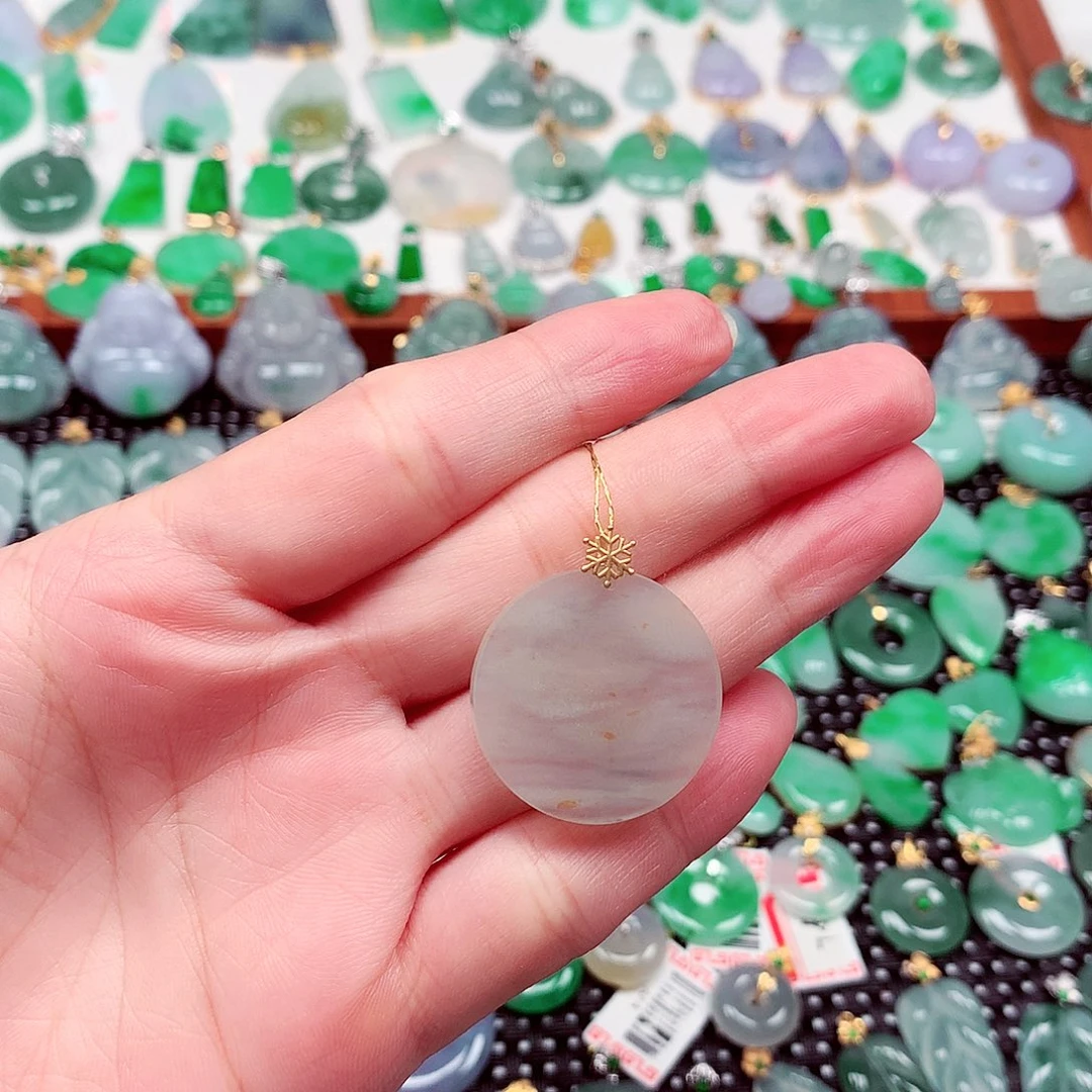 翡翠18K金镶嵌吊坠(不含链)