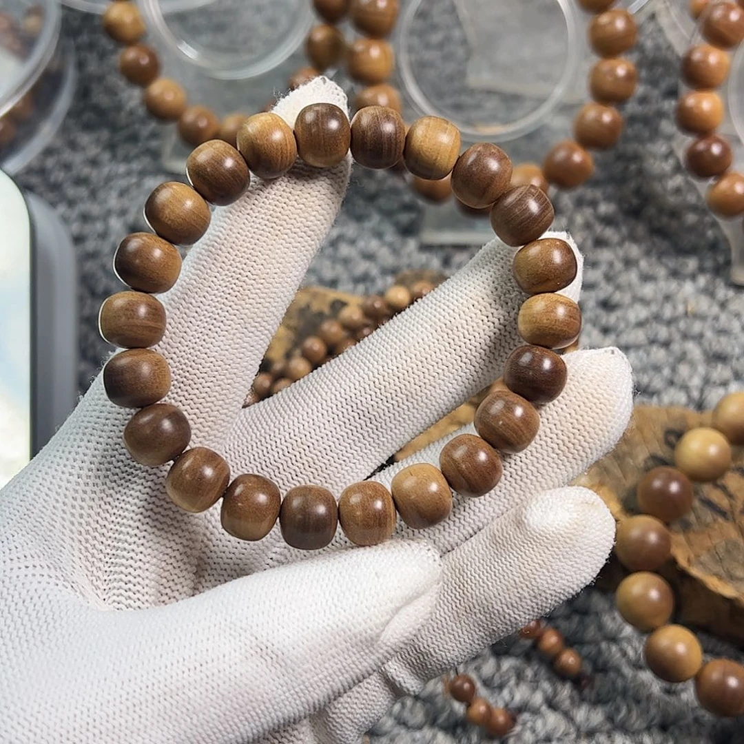 心***变檀香木无事牌迈索尔老山檀9×10单圈手串老料22颗