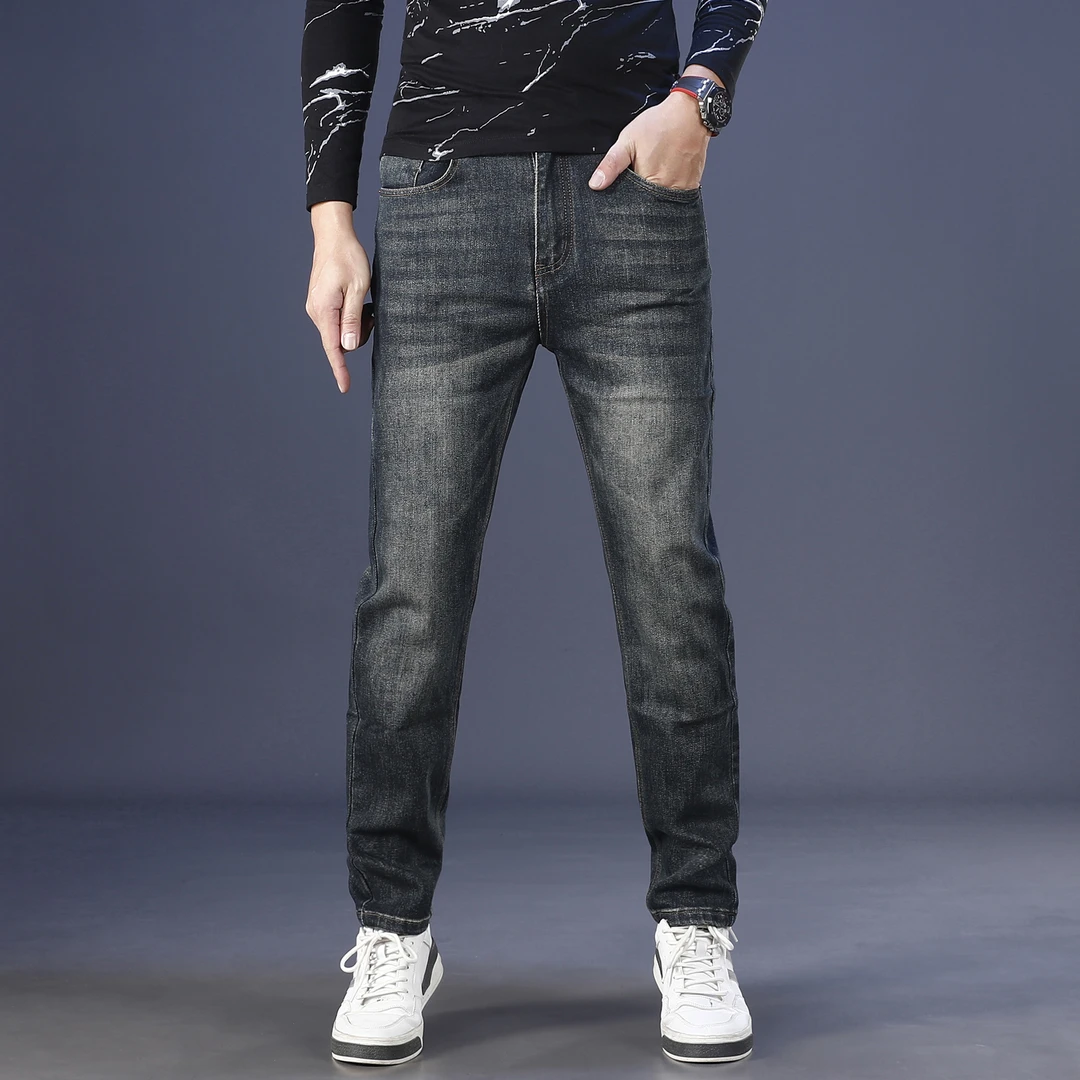 复古轻奢牛仔裤男款爆款2025新款秋冬款修身小直筒弹力休闲长裤子