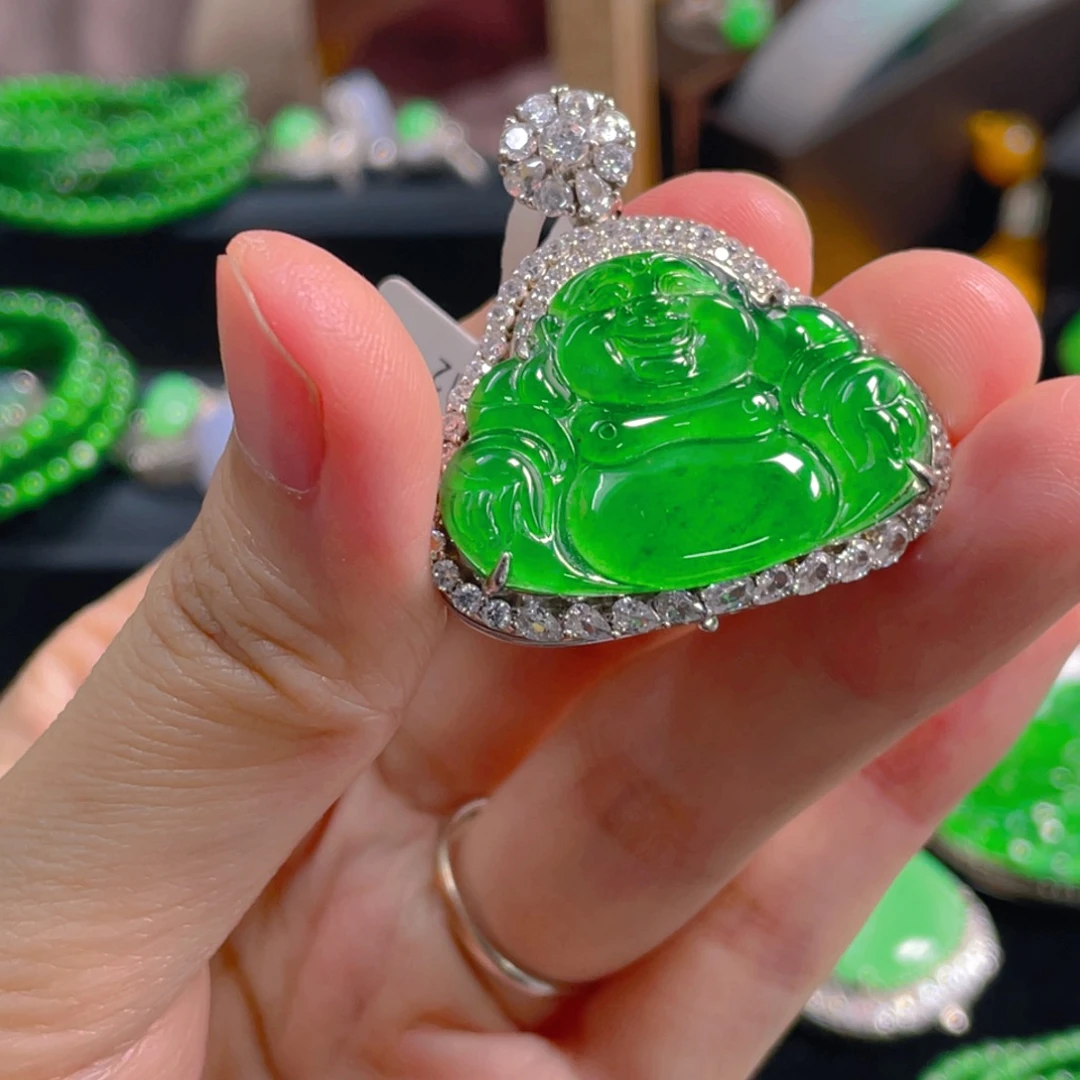 翡翠银S925镶嵌吊坠(不含链)