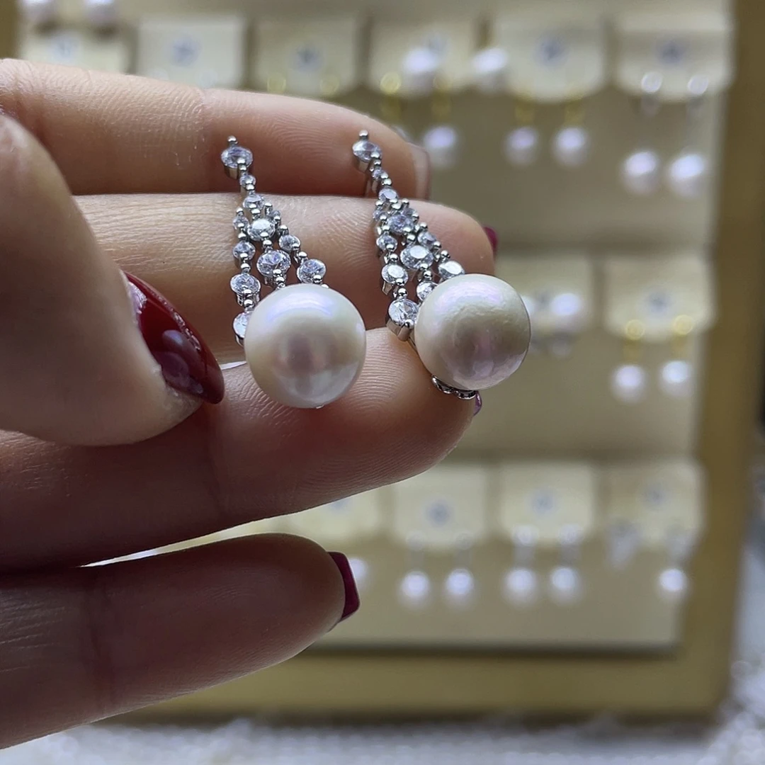 淡水珍珠耳饰银S925镶嵌