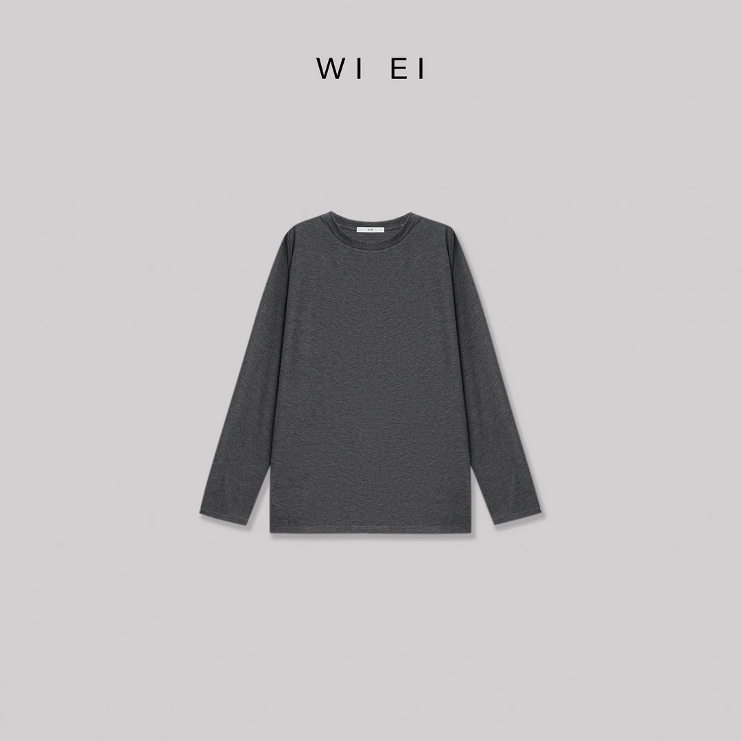 《WI EI》素色*温柔绵绵衫 净版长袖T恤 打底衫 亲肤上衣 24061