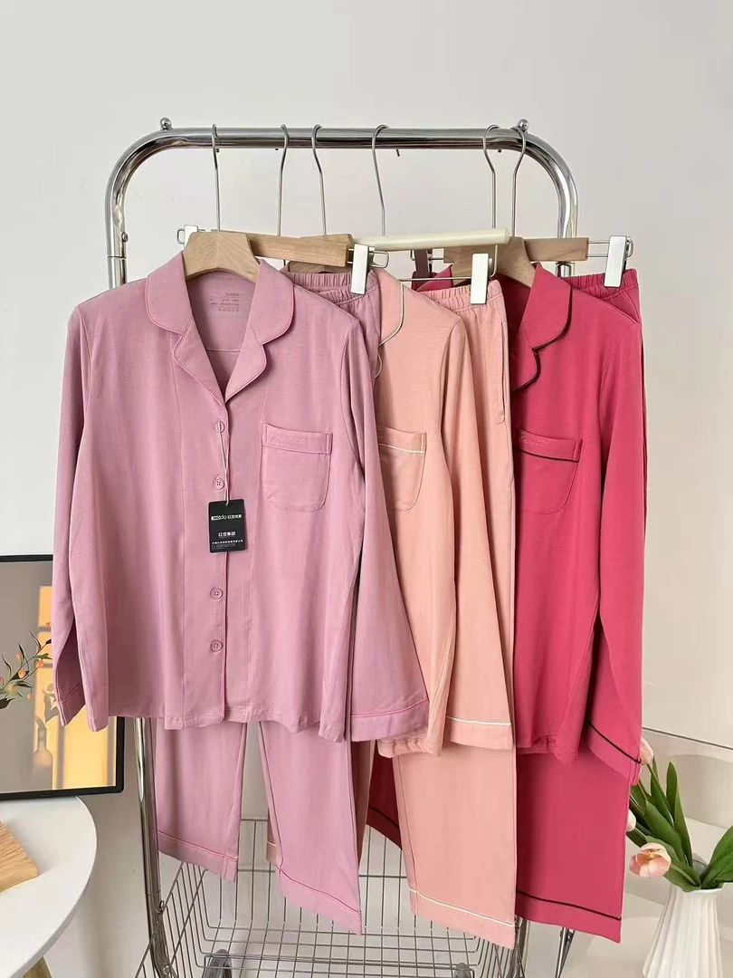 hodo薄款长袖长裤男睡衣家居服套装女士士纯棉薄款春夏季弹力