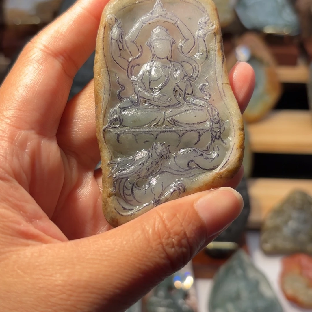 烟***9定制翡翠未镶嵌虚空千手