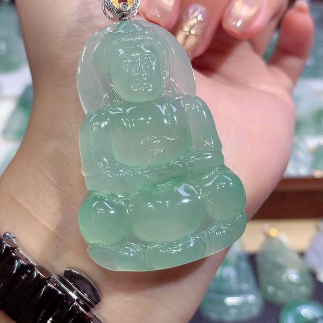 吊坠(不含链)18K金镶嵌翡翠