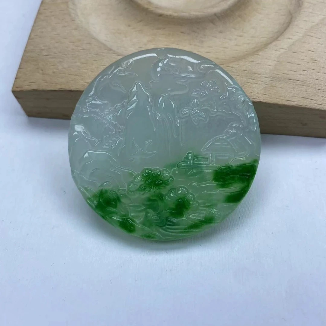 N152绿飘花山水吊坠经典精品时尚气质百搭情侣款多样性发其一