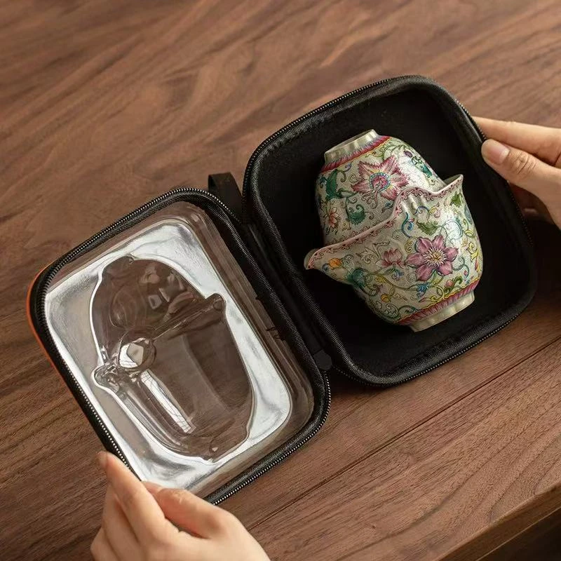 YS442-掐丝缠枝莲旅行茶具