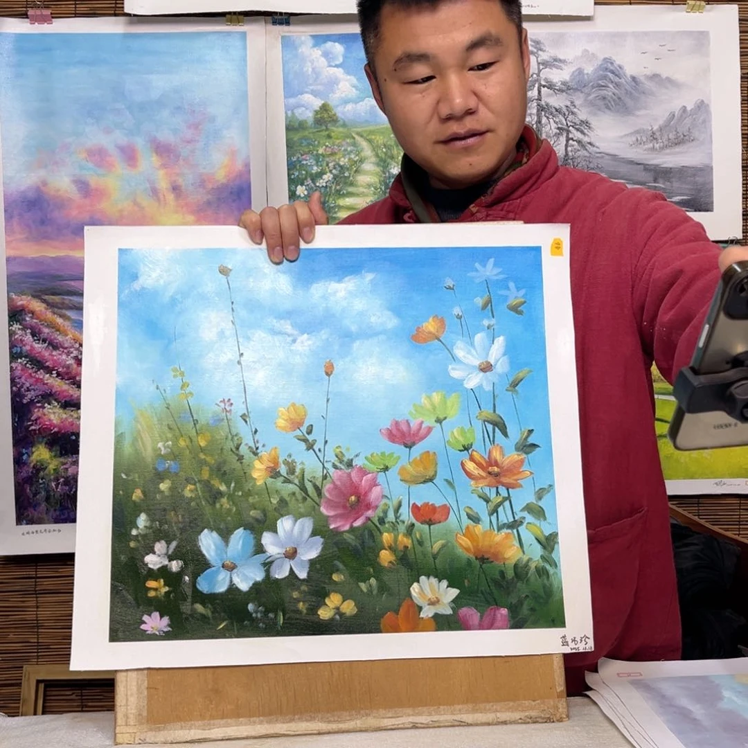 油画行路人小院绘画作品竞拍