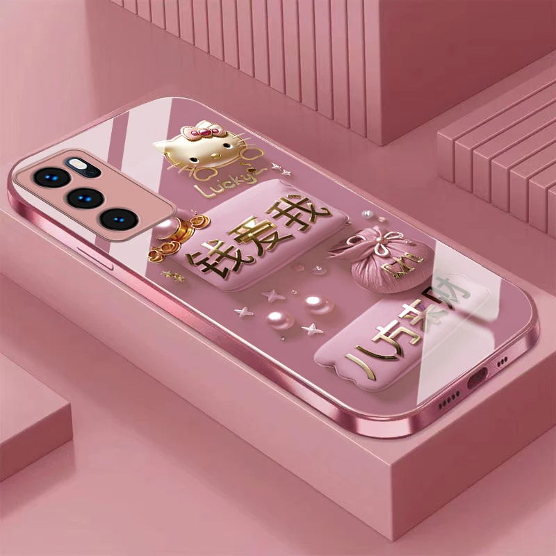 钱爱我OPPOReno6Pro手机壳PEPM00金属漆耐脏玻璃壳全包防摔高级感