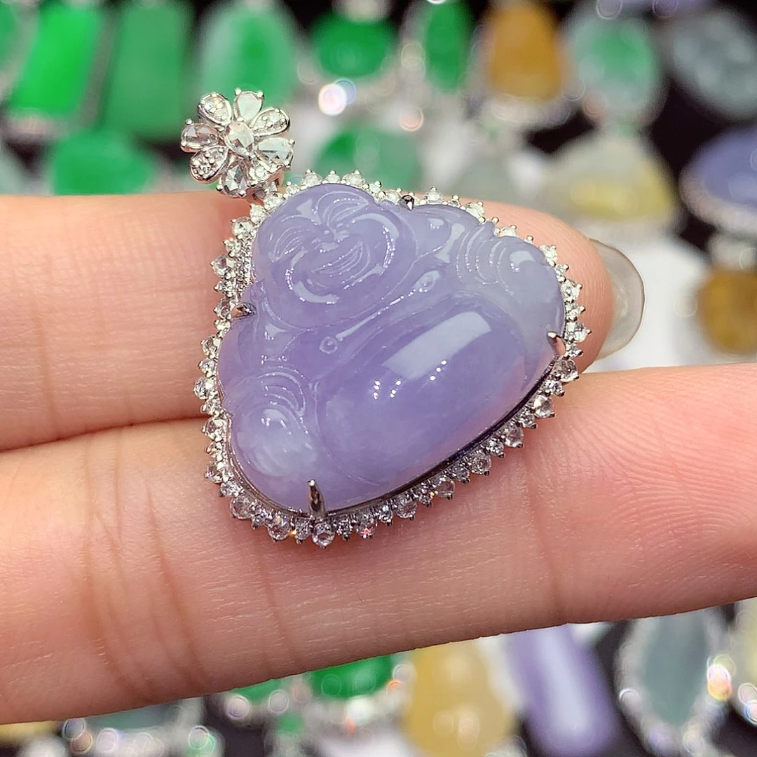 翡翠18K金镶嵌吊坠(赠链)