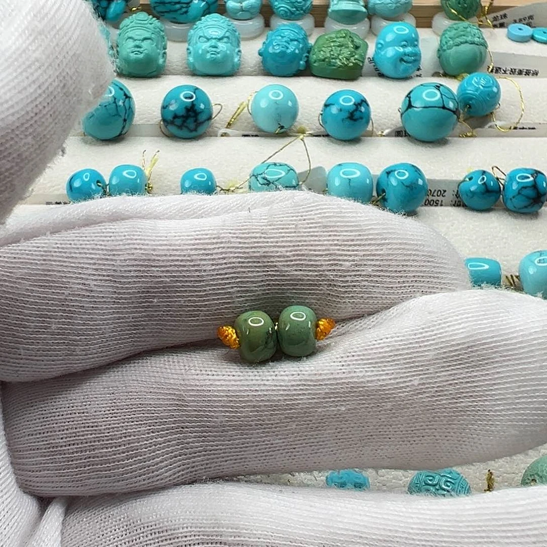 绿松石老型对珠 未镶嵌