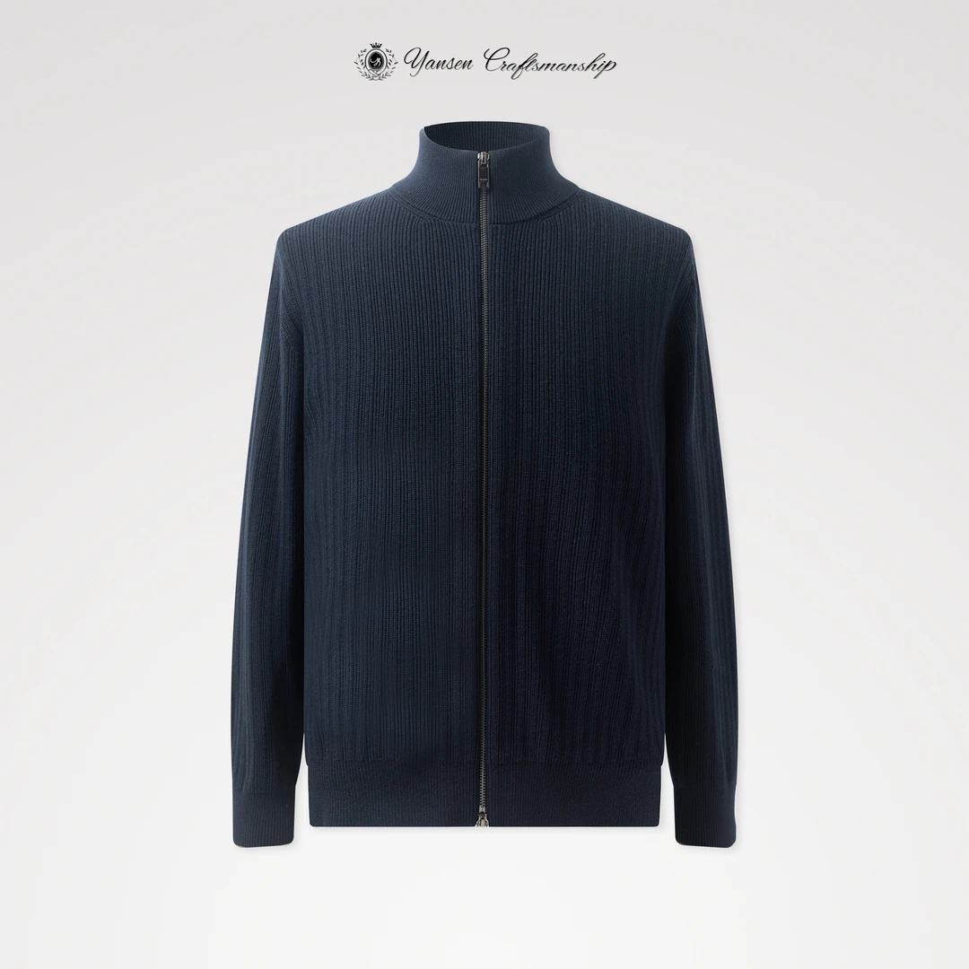 混纺 扭花工艺 复古肌理感 纯极简 针织立领毛衣外套 2131