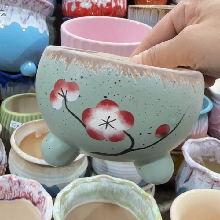 凑9块包邮，有孔，陶瓷花盆