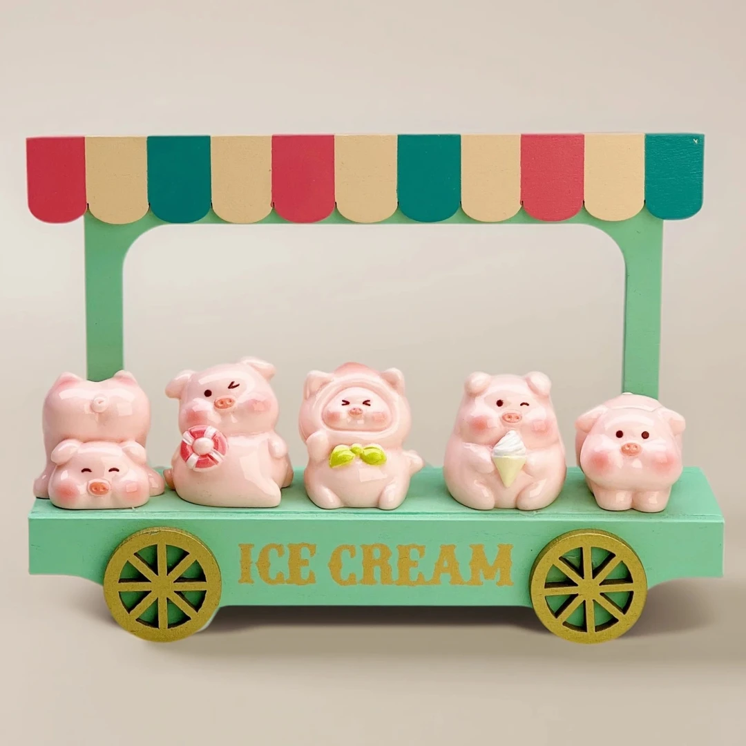 实色+夜光可爱小猪创意手工diy饰品车载居家潮玩摆件