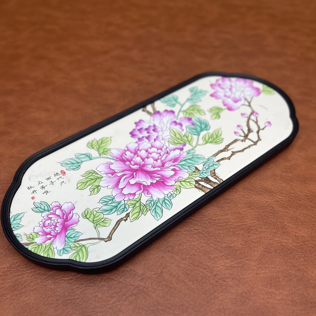 茶盘-吸水牡丹高档国风功夫茶台托盘小型家用茶盘干泡盘@276