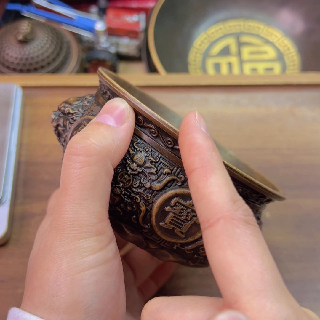 原矿风磨铜金蟾聚宝盆