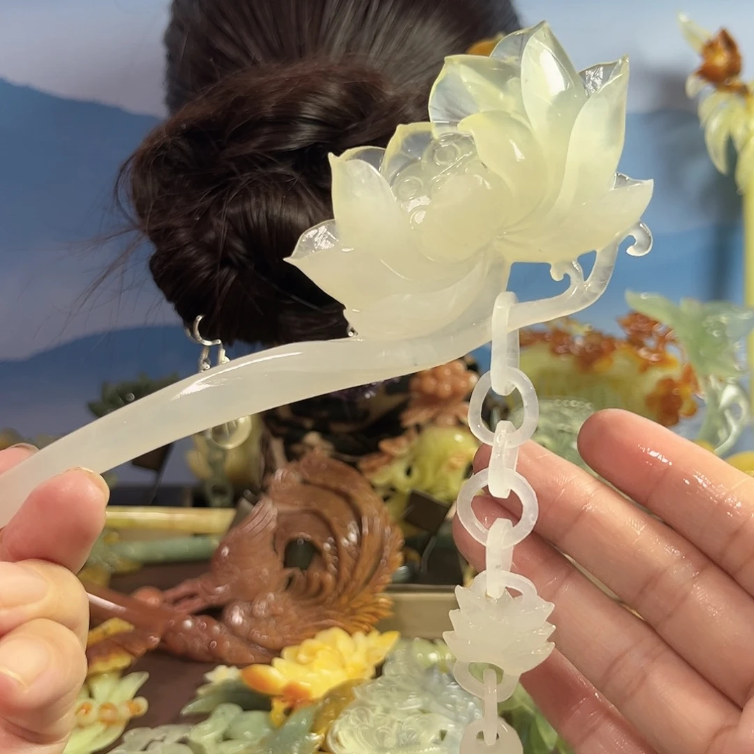 蛇纹石玉未镶嵌发饰玩***了