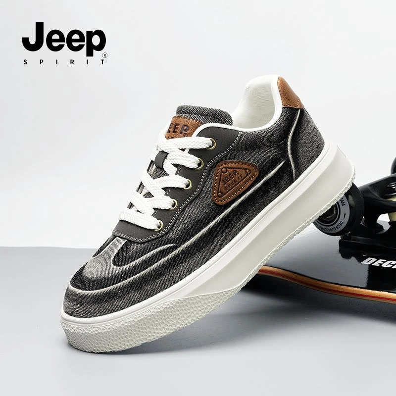 JEEPSPIRIT吉普帆布鞋男2025新款夏季透气鞋板鞋高级感平底休闲鞋